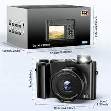 SONGDIAN 松典 DC218 数码相机，4K 超高清 64MP Vlog 相机，配备 32GB SD 卡、1050mAh 电池、16 倍光学变焦、2.8 英寸 TFT 屏幕、自动对焦、LED 闪光灯、即时打印，适合成人使用 | 小巧便携设计 | 旅行、家庭聚会、摄影、Vlog 内容创作的完美礼物 - 相機+記憶卡 - 查看 4