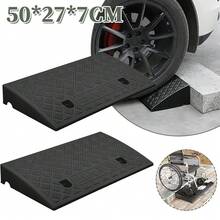 2PCS Car Uphill Climbing Threshold Pad, Plastic Roadside Slope Speed Bumper Triangular Pad, Step Pad Slope Pad Road - Black - View 1