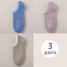 3 双/1 双男女通用珊瑚绒保暖船袜，厚款防寒毛绒情侣家居袜，鞋底有防滑橡胶点，柔软舒适，冬季