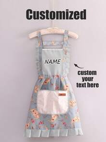 1pc Customized Printed Stylish Apron, Women's Elegant Customized Printed Apron, Waterproof And Stain Resistant, Apron Cute Lace Skirt Apron,Black Stain Resistant Apron,Sleeveless Apron,For Home, Kitchen - Multicolor - View 15