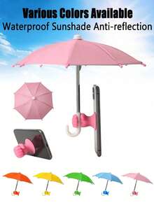 1/2/5pcs Phone Umbrella For Sun, Phone Clamp Umbrella, Outdoor Waterproof Sunshade Umbrella With Phone Holder, Anti-UV Mini Umbrella For Light Rain, Universal Phone Sun Visor, Mini Pink Umbrella, Mobile Phone Stand Umbrella, Outdoor Anti-Glare Phone Sun Shade, Travel Essentials, Workout, School Supplies, Holiday, Camping, Vacation Accessories - Multicolor - View 8