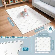 Baby Foam Play Mat, 72x48 Crawling Mat, Floor Mats For Kids For Baby With Interlocking Floor Tiles, Toddler Play Mats For Indoor And Outdoor, Easy To Clean Playroom Playmats - Dấu mũi tên - Xem 3