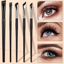 5-Piece Precision Eye Makeup Brush Set - Includes Scythe Eyeliner Brush And Angled Eyeliner Brush, Eyebrow Brush, Application