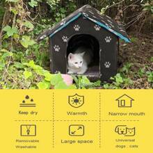 1pc Outdoor Waterproof Cat House, Thick 600D Oxford Cloth, Insulated High-Density Foam Filled, Warm Cat Shelter With All-Season Comfortable Cushion - Light Grey - View 4