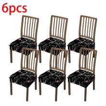 1/2/4/6pcs Printed Stretch Removable & Washable Dining Chair Seat Covers Room Decor Home Decor