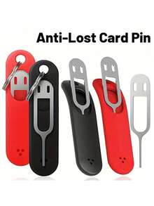 SIM Card Removal Tool With Silicone Protective Case Sim Card Tray Pin Eject Removal Tool Needle Opener Ejector, Suitable For All Phone, Apple And Other Smart Phones, With Removable Key Chain Charm - Multicolor - View 2