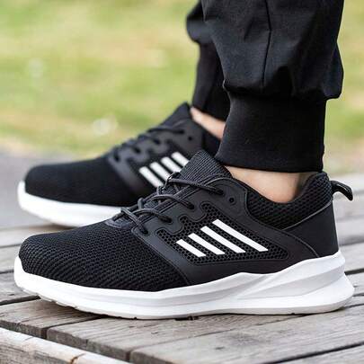 Dian Sen 一双男士安全训练鞋，运动安全鞋，钢头训练鞋，工作训练鞋，耐用；女士钢头工作鞋，防刺穿，抗冲击，缓冲鞋底，旋转扣，透气，完美礼物，舒适设计，适合徒步旅行、户外活动，轻便EVA鞋底，尺码偏小，建议选购大一码。