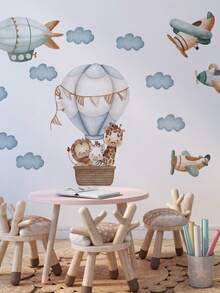 1/2 件多尺寸 PVC 可移除墙贴，熊猫吃竹子，堆叠动物，工程车辆，热气球和云朵，母熊和小熊秋千，卡通装饰贴，适用于卧室、客厅、书房、餐厅、浴室、家居墙壁装饰、房间装饰 - 彩色 - 查看 4