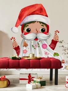 1/2/3sets Christmas Wall Sticker, Christmas Elements Christmas Long Beard Wall Sticker, Home Holiday Decorative Wall Sticker, Self-Adhesive And Detachable, No Electricity Required.Perfect And Christmas Gift For Couples, Parents And Friends. Christmas Decorations Christmas Decoration Christmas Decorations Home Home Decor Room Decor