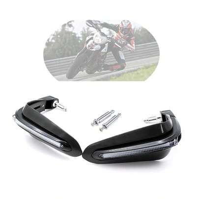 2pcs Guardabarros de motocicleta con luces LED parpadeantes, protectores impermeables y cubiertas de señal de giro para motocicletas de calle y motocicletas de tierra, fabricados con material ABS duradero.