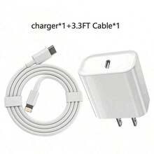 30W PD 快速充电器 + PD 快速充电线，兼容 14 Pro Max/14 Pro/14 Plus/14/13/12/11/XS Max/XR/X 和 iPad 系列，快速充电适配器适用于旅行、办公室、宿舍和家庭 - 白色 - 查看 11