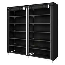 Shoe Cabinet, Shoe Rack, Waterproof Shoe Racks 7 Levels For 36 Pairs Of Shoes Fabric Cabinet, Shoe Storage With Cover, Black/Gray - màu đen - Xem 2