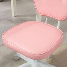 Vinsetto Cute Armless Office Chair, Small PU Leather Computer Desk Chair With Adjustable Height, Swivel Wheels, Mid Back, Pink - Pink - View 8