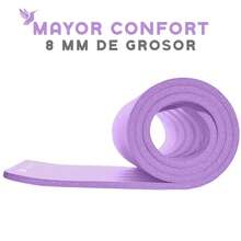 MUUK FITNESS Tapete de Yoga Foamy Antideslizante 150 x 59 cm | Esterilla Ligera de 8 mm con Correa de Transporte, Resistente y Cómoda | Ideal para Ejercicio en Casa, Gimnasio, Parque, Viajes, Meditación y Estiramientos - Lila Pastel - Ver 5