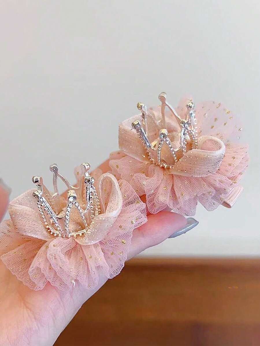 1 件小皇冠发夹头饰女孩可爱蝴蝶结夹发饰适合生日派对发带