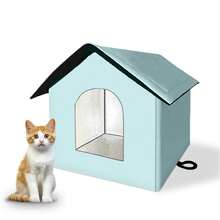 1pc Outdoor Waterproof Cat House, Thick 600D Oxford Cloth, Insulated With High-Density Foam, Includes All-Season Warm & Comfortable Cushion - Blue - View 16