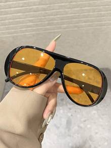 1/4pcs Women Plastic Black Tea Leopard Pilot Frame Ombre Lens All-Season Street Style Stylish Futuristic Hot Girl Style Cool Fashion Eyeglasses,For Women-Outdoor Casual Activities,Appointment Outfits,Bachelorette Party,Beach Accessories - 彩色 - 查看 6