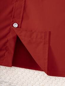 男童经典学院风休闲派对正式长袖衬衫，红色