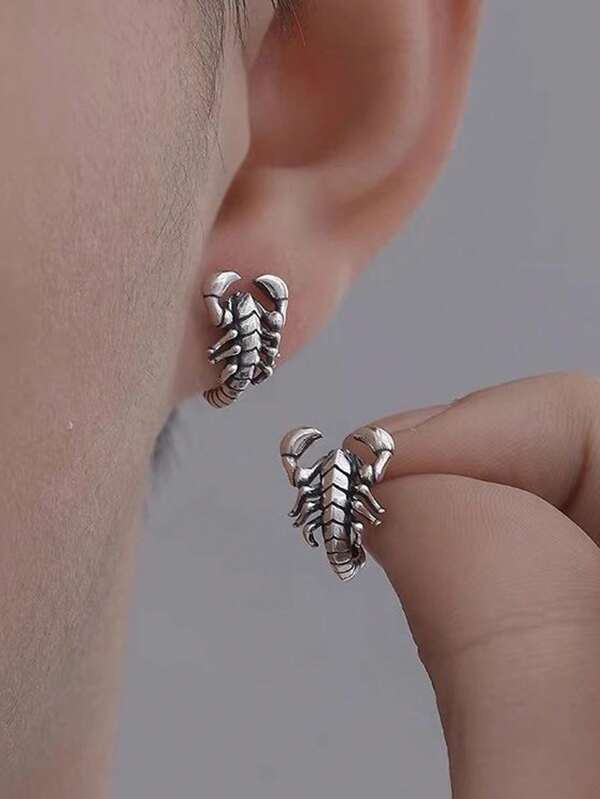 أقراط رجالية - أقراط حيوان عقرب عتيقة عصرية - هدية للرجال - مناسبة للارتداء اليومي