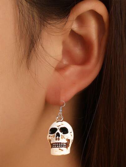 1 paire de boucles d'oreilles gothiques rétro avec crâne pour Halloween, bijoux de mode de rue punk