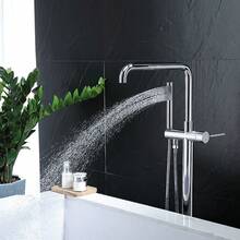 Grifo de bañera exenta de tamaño estándar con acabado cepillado y esmaltado - Suministro de agua subterráneo - Gris - Ver 11