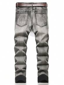 Men's Jeans Stretch Fit Slim Fit Grey Denim Regular Fit Fashion Pants, 1XL-6XL Plus Size Comfortable Jeans - 灰色 - 查看 2
