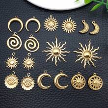 2 件不锈钢日月吊坠镀金天体太阳吊坠适用于 DIY 珠宝制作吊坠手链耳环项链手链用品