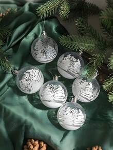 6 Stücke 6cm transparente Schneekugeln Anhänger für Weihnachtsbaum Dekoration, klare Christbaumkugeln zum Aufhängen, Weihnachten, Weihnachtsdekoration, Partydekoration, Fensterdekoration