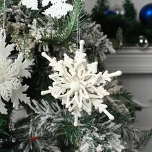 Plastic White Snowflake Hanging Ornaments, Christmas Snowflake Garland For Window, Christmas Tree, Party Decoration