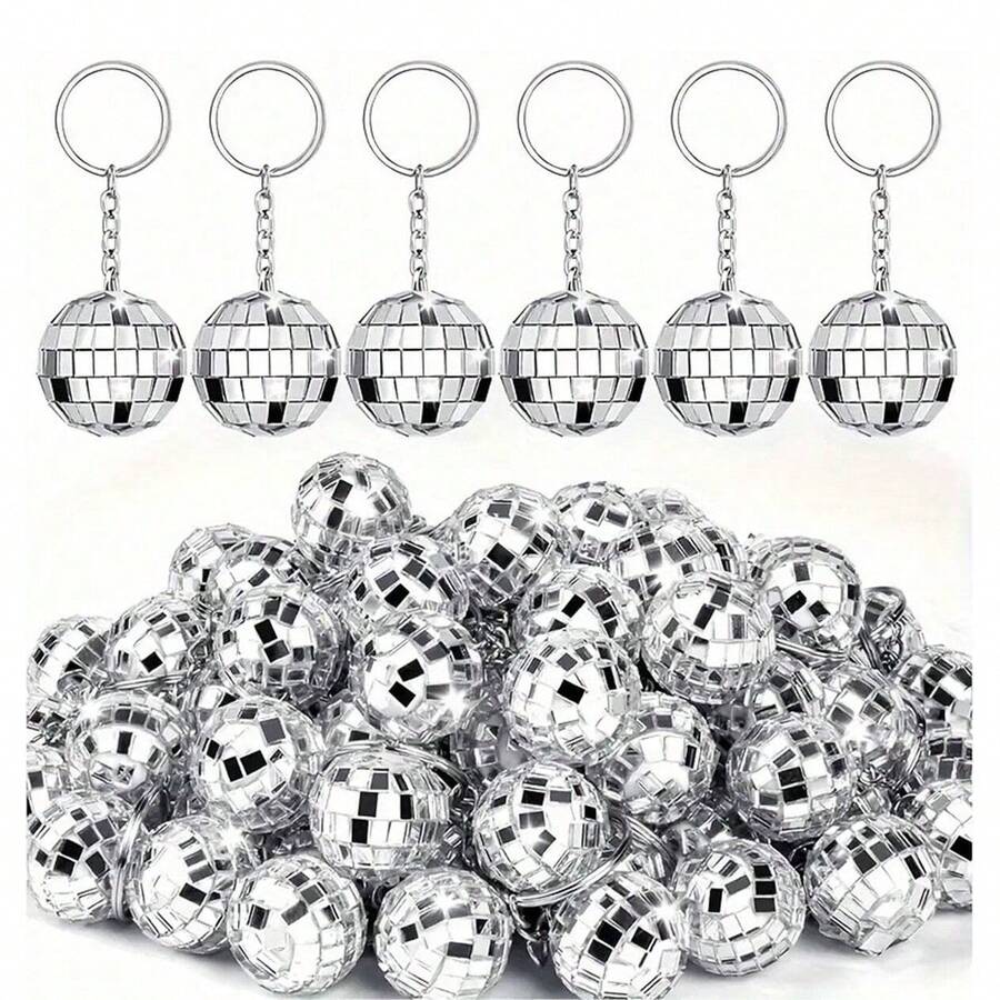 50Pcs Pack Mini Disco Ball Keychain, Shiny Key Chain Ring Bag Backpack Charm Phone Pendant Women Gift Wedding Gift Party Gift, Phone, Party Favors, Daily, Holidays, Parties, WeddingsCar Accessories Bag Charm School, Christmas, Halloween