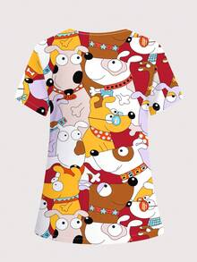 cimmuovere Uniforme de pijama médico con cuello en V, manga corta, estampado lindo de perro, múltiples bolsillos, para enfermeras, dentistas, personal de salud, veterinaria y laboratorio