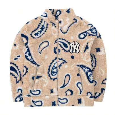 Paisley Mid-Weight Fleece Jumper, Sherpa Jacket, Unisex Casual Outdoor