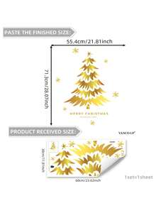 1/2/3pcs Christmas Wall Stickers, Christmas Elements Gold Christmas Tree Wall Stickers, Living Room Bedroom Home Holiday Decorative Wall Stickers, Self-Adhesive And Removable, No Electricity Required.Perfect Christmas Gift For Lovers, Parents And Friends. ﻿