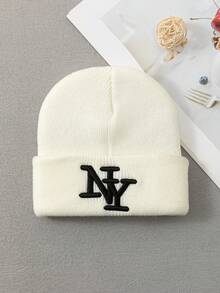 1 件纽约 0-12 岁新生儿幼儿无檐帽婴儿男孩女孩无檐帽儿童可爱冬帽儿童针织保暖帽贴合帽婴儿所需配饰 - 1PC - 查看 2