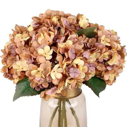 1/3/5PCS Romantic Artificial Hydrangea Flowers Plastic Flower Bouquet, Forutumn Decor, Home Decor, Wedding Decorations, Table Centerpiece Decoration, Fall Decor, Room Decor, Balcony Decor, Kitchen Accessories