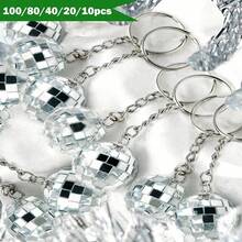 50Pcs Pack Mini Disco Ball Keychain, Shiny Key Chain Ring Bag Backpack Charm Phone Pendant Women Gift Wedding Gift Party Gift, Phone, Party Favors, Daily, Holidays, Parties, WeddingsCar Accessories Bag Charm School, Christmas, Halloween