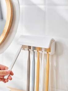 1. Nieperforowany uchwyt na szczoteczkę do zębów montowany na ścianie, Zakryty uchwyt na szczoteczkę elektryczną do łazienki, Stojak na pastę do zębów, 2/5/6-szczelinowy, samoprzylepny pojemnik na szczoteczkę do zębów, Przybory łazienkowe, Codzienne potrzeby na Boże Narodzenie i Nowy Rok