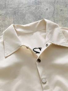 男士字母图案落肩衬衫 - 杏色 - 查看 3