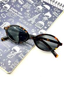 Women Half Round  Retro  Protection Fashion 2025 Rugged Stylish Oval - Leopard Black - View 5