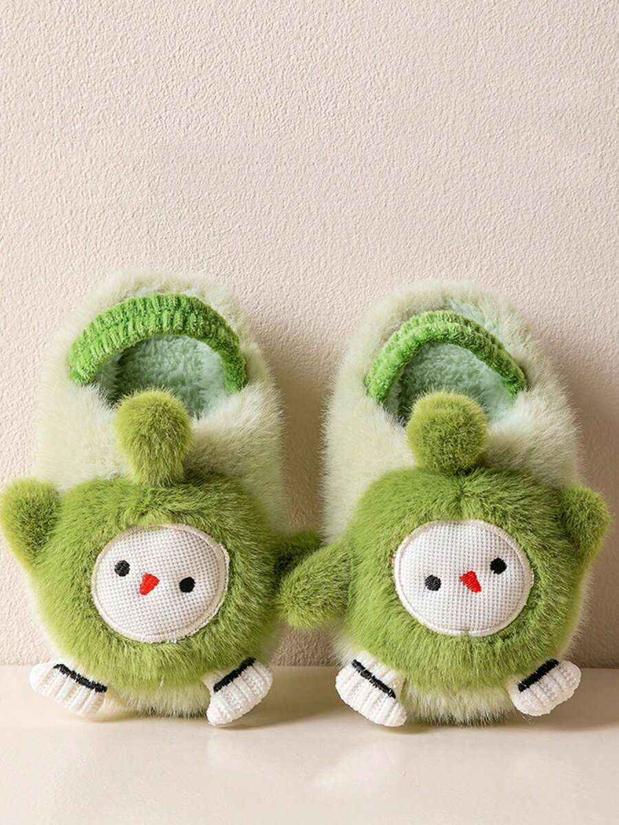 Un par de nuevas pantuflas cálidas de invierno para niños, pantuflas de peluche con diseño de dibujos animados lindos para bebés para interiores