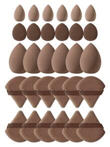 50pcs Makeup Sponge Set | 20 Beauty Eggs + 20 Triangle Makeup Puffs + 10 Five-Finger Powder Puffs | For Foundation, Concealer & Loose Powder | Professional Face Makeup Tools - Coffee Brown - View 12