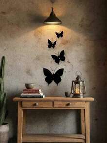 3 PCS Metal Butterfly Wall Sculpture, Classic Style Indoor/Outdoor Hanging Decor, Black Iron Wall Art Decor For Garden Fence Bedroom Kitchen Living Room Dining Room Office