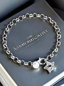 1 件时尚优雅手链，带五角星水晶吊坠，精致女士珠宝