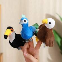1pc Cute Cartoon Ocean Animal Finger Puppet Plush Doll, Shark, Orca, Storytelling Hand Puppet, Bird Finger Puppet (Parrot, Peacock, Eagle), Educational Doll, Birthday/Christmas Gift - Multicolor - View 11