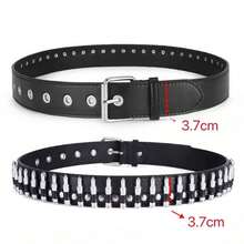1 件时尚铆钉百搭朋克风格新款女士腰带，休闲裤腰带，适合加大码 110~130 厘米，适合节日、派对、万圣节