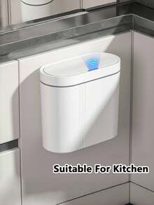 1 PC Smart Sensor Trash Can With Silent Close, Automatic Sensing, Odor-Resistant Design, And AA Battery Power (Batteries Not Included). Suitable For Kitchen, Bathroom, Living Room, Office.