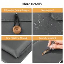 DANYCASE 14-16 Inch PU Leather Laptop Bag, Laptop Sleeve, Briefcase, Compatible With MacBook Air Pro 13.3/14/15.6 Inch HP/ASUS Laptops, Handbag, IPad, Essential For College In Autumn, Women's Protective Case, Laptop Sleeve, Back To School Essential - Multicolor - View 5