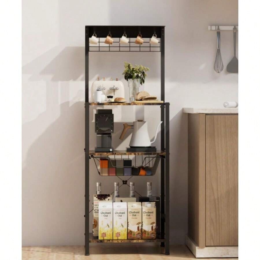4 Tier Coffee Bar Station Corner Ers Rack Wit 5 Ooks Wire Ket Coffee ...