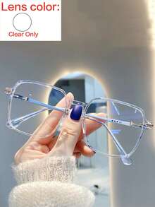 1Pc Fashion Vintage Metal Oversize Square Frame Eyeglasses For Women -Flash Rhinestone,Sparkling Glitter, Chic Lightweight Eyeglasses, High Quality ,Suitable For Daily Use,Phone Computer Reading Goggles