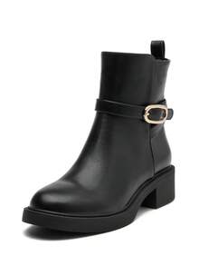 Solid Color Simple Versatile British Style Ankle Boots RevReaL All-Match Style Side Zipper Outdoor - Black - View 3
